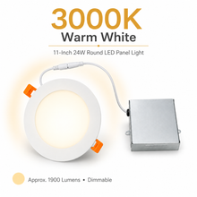 11-Inch 24W Round LED Panel Light – Dimmable, 1900 Lumens, White Trim