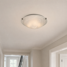 12.25" Alabaster Glass Flush Mount Ceiling Light, Brushed Nickel