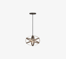 1-Light Pendant with bronze and wood steel finish