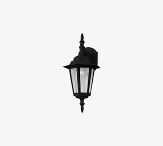 1-light Outdoor black finish and clear glass shade