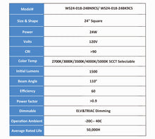24" Square Linear Vanity 5CCT Selectable