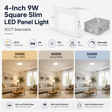 4-Inch 9W Square Slim LED Panel Light – 3CCT, White