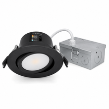 4" Black LED Flat Gimbal Downlight, 9W, 5CCT Selectable
