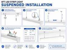 4-FT LED Linear Strip Light – 24W/32W/40W, 3CCT, Sensor-Ready