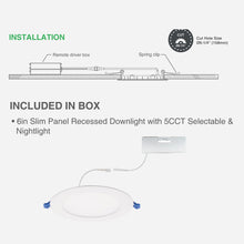 6-Inch Slim Panel Recessed Downlight with 5CCT Selectable & Nightlight