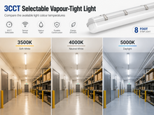 8-FT LED Vapour-Tight Strip Light – 60W/70W/80W, 3CCT, Sensor-Ready