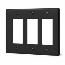 Eaton PJ263BK 3-Gang Decora Switch Cover Plate, Black