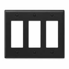 Eaton PJ263BK 3-Gang Decora Switch Cover Plate, Black