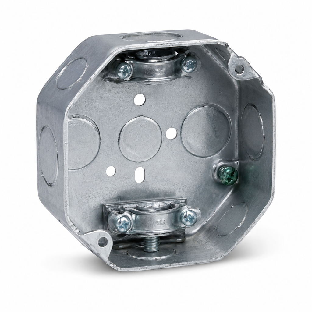 JC-54151-LA Metal Octagon Box with Armoured Cable Clamps– Jenco Canada