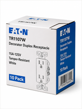 Eaton TR1107W 15A Tamper-Resistant Decorator Duplex Receptacle, White, 125V – 10/Box