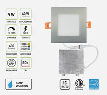 2" SQUARE SLIM LED DOWNLIGHT - 9W - 5000K - SATIN NICKLE